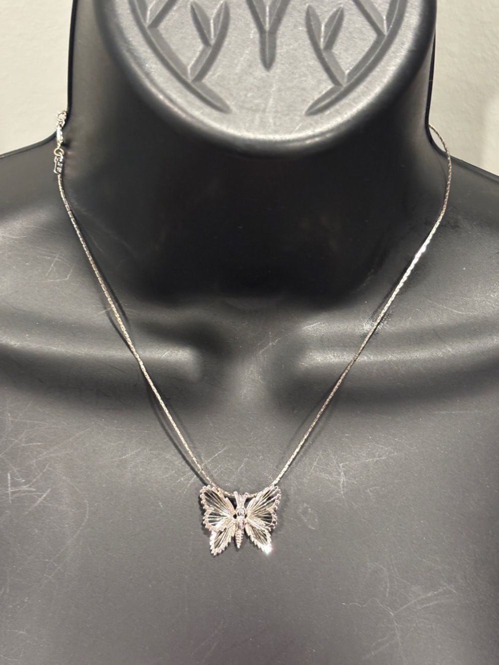 Monet Silver Butterfly Pendant Necklace